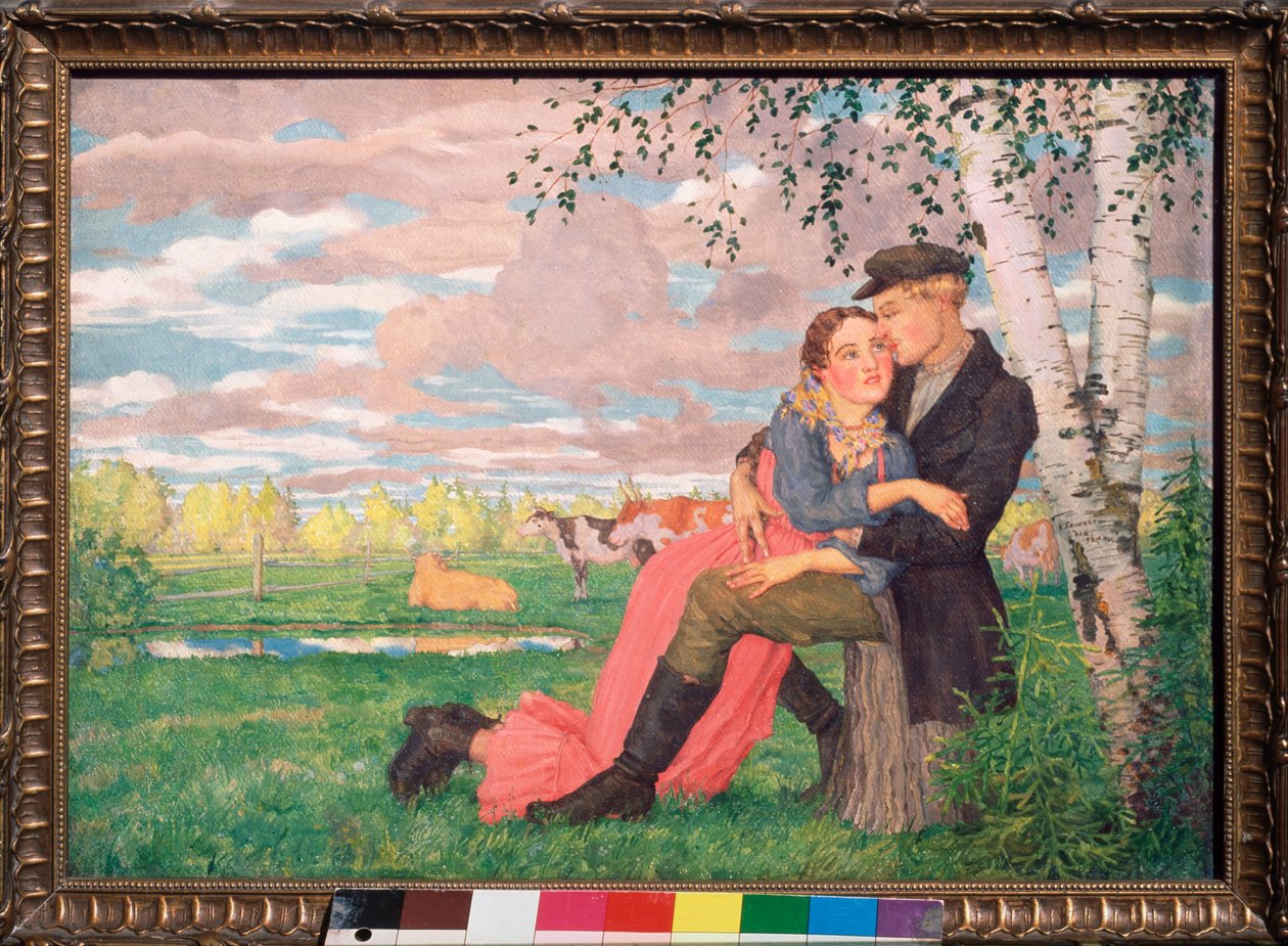 Amantes (Amantes) - Pintura de Konstantin (Constantin) Andreyevich Somov (1869-1939), óleo sobre tela de Konstantin Andreevic Somov