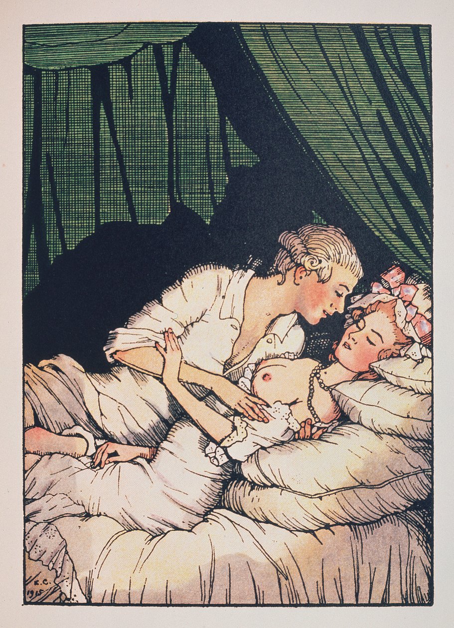 Ilustração para o Livro de Marquise de Franz Blei (uma marquesa, em topless, deitada na cama com o seu amante) - de Konstantin (Constantin) Andreyevich Somov (1869-1939), gravura de Konstantin Andreevic Somov