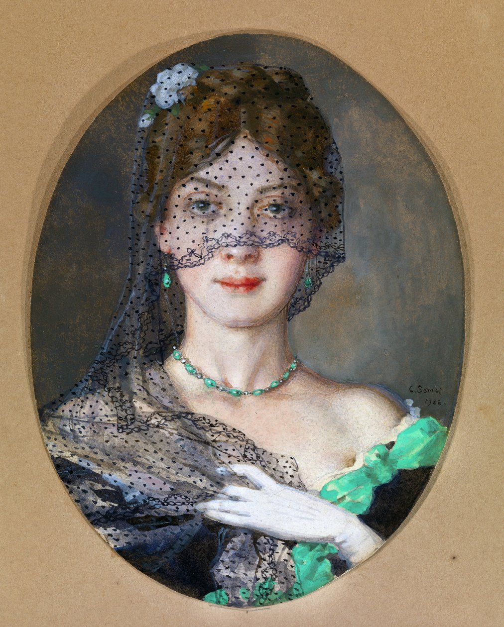 "A senhora com um véu (Manon Lescaut) 1928 de Konstantin Andreevic Somov
