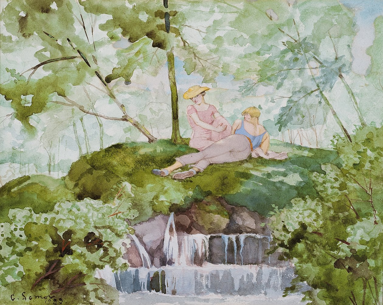 Amantes em uma paisagem de Konstantin Andreevic Somov