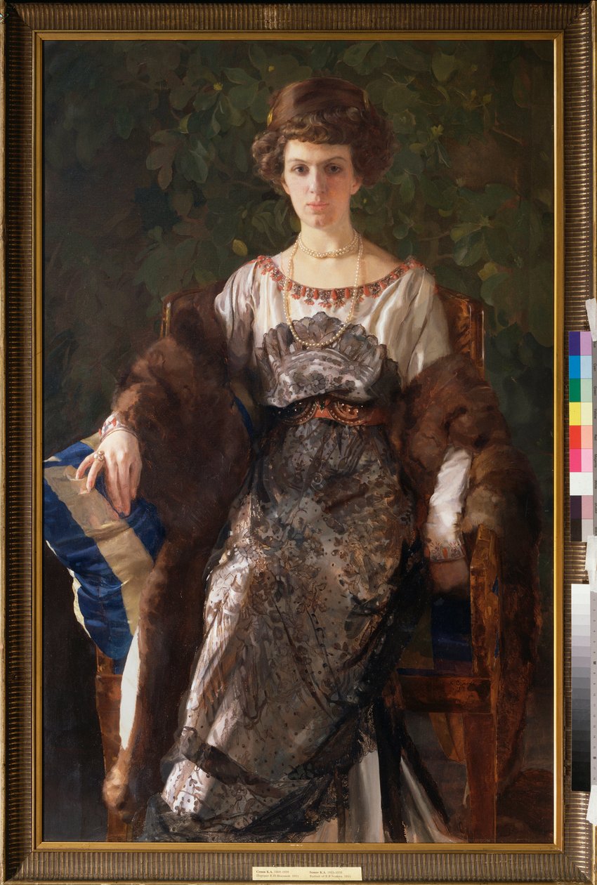 Retrato de Evfimia Nosova, nascida Ryabushinskaya (1881-1960). Pintura de Konstantin (Constantin) Andreyevich Somov (1869-1939), óleo sobre tela de Konstantin Andreevic Somov