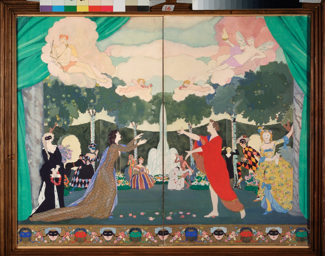 Desenho de cortina para o Teatro Livre de Moscou - Obra de Konstantin (Constantin) Andreyevich Somov (1869-1939), aquarela sobre papel de Konstantin Andreevic Somov