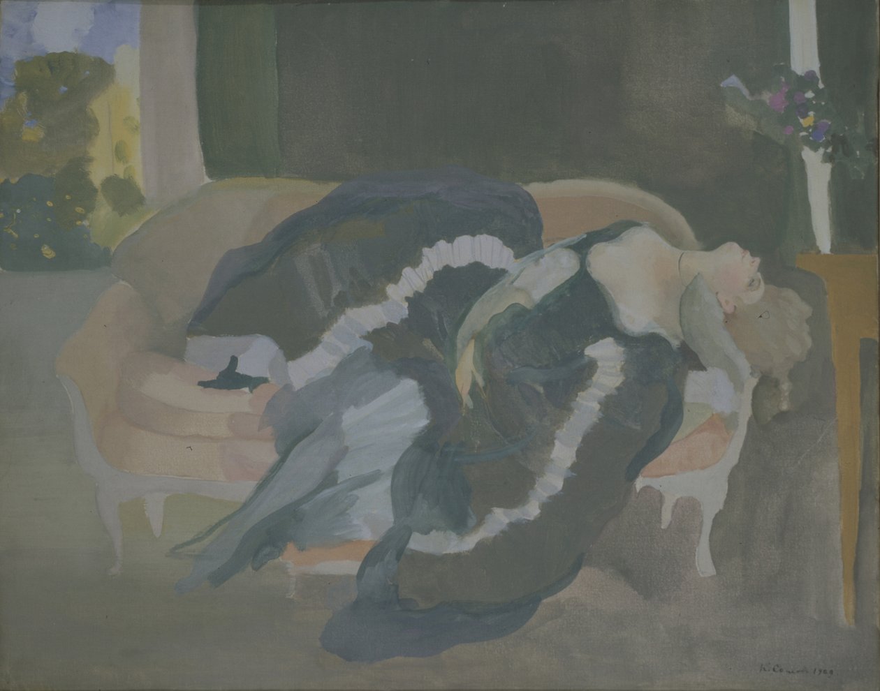 Jovem mulher dormindo de Konstantin Andreevic Somov