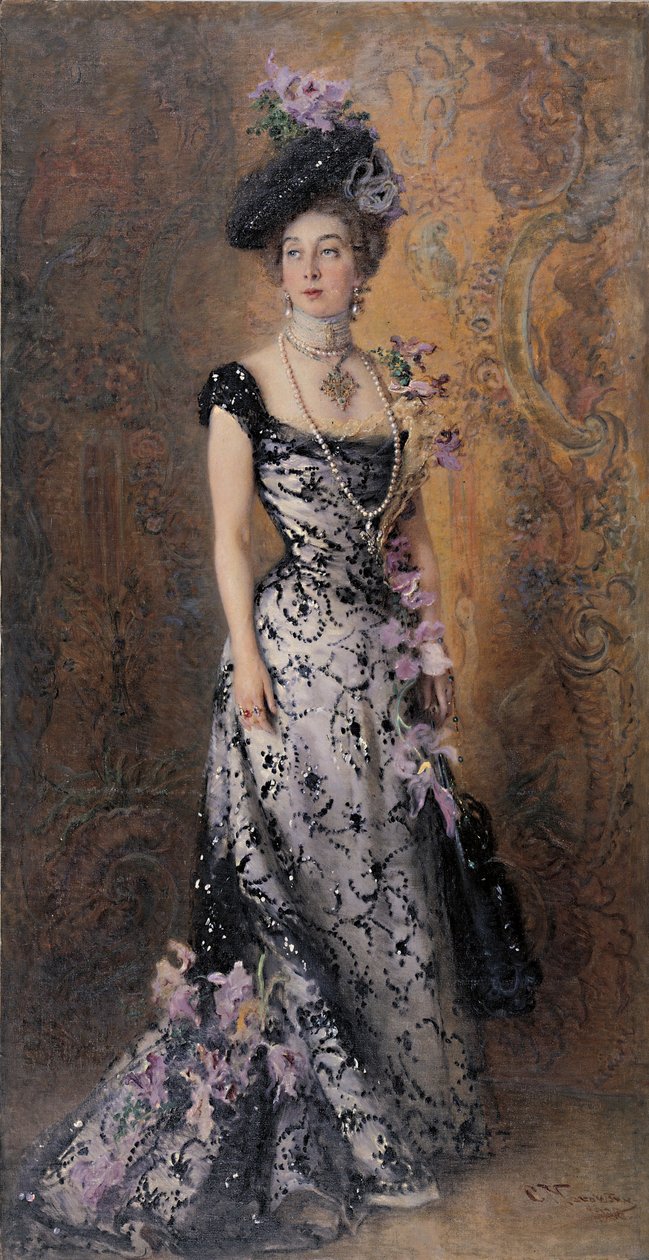 Elegante com orquídeas, 1900 de Konstantin Egorovich Makovsky