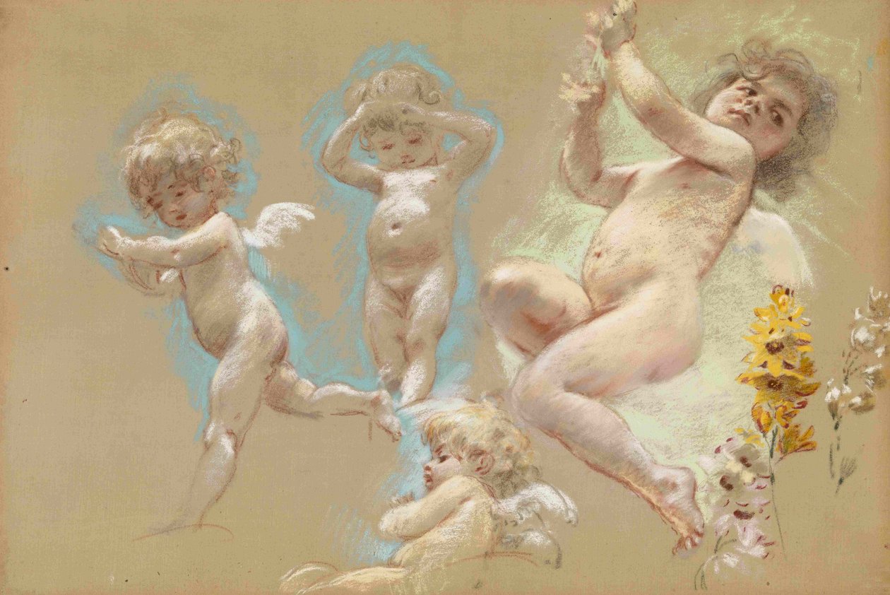Putti. Decoração interior da mansão Baron von Dervis em Petersburgo de Konstantin Egorovich Makovsky