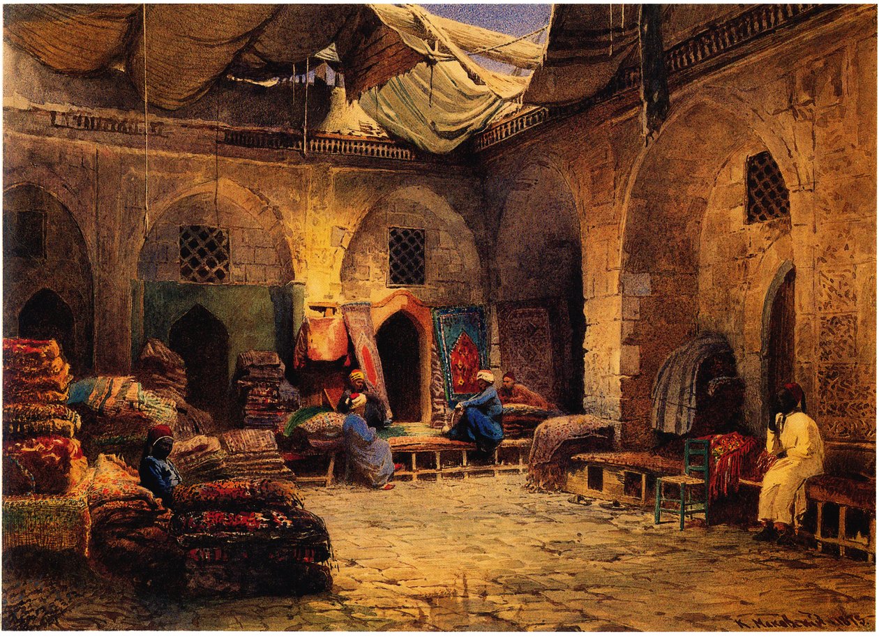 A loja de tapetes no Cairo, 1875 de Konstantin Egorovich Makovsky