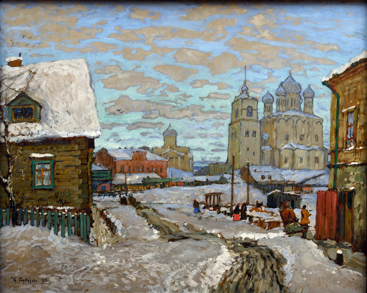 O velho Pskov em Gorbatov, Konstantin Ivanovich (1876-1945). Óleo sobre tela de Konstantin Ivanovich Gorbatov
