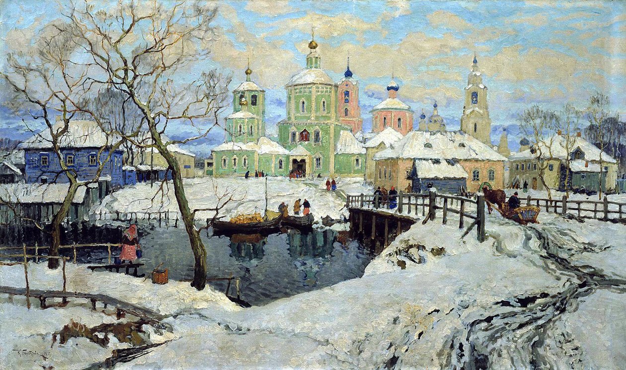 Pequena vila Torzhok, 1917. de Konstantin Ivanovich Gorbatov