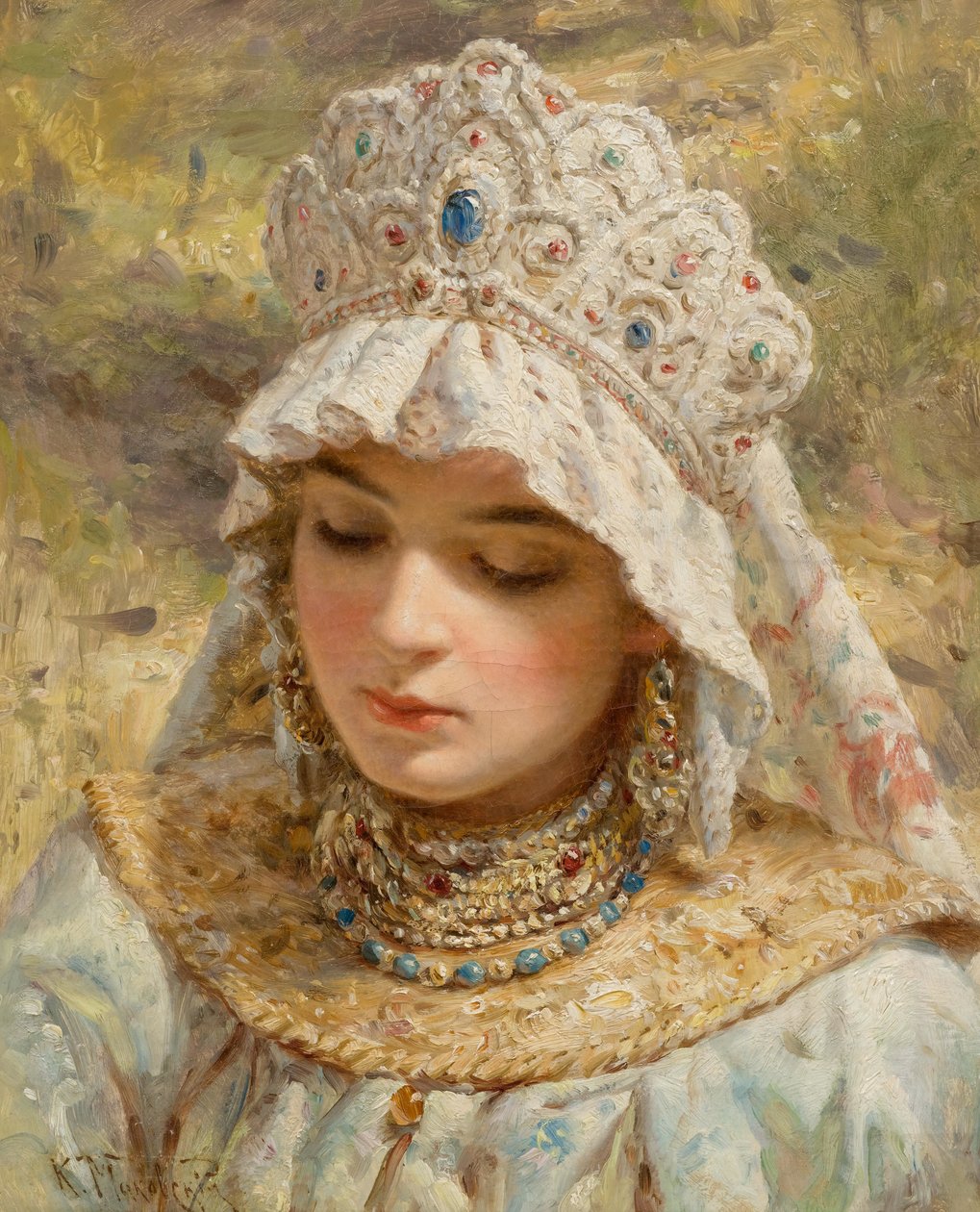 Konstantin Makovsky (atr) Rapariga com Kokoshnik de Konstantin Makovsky