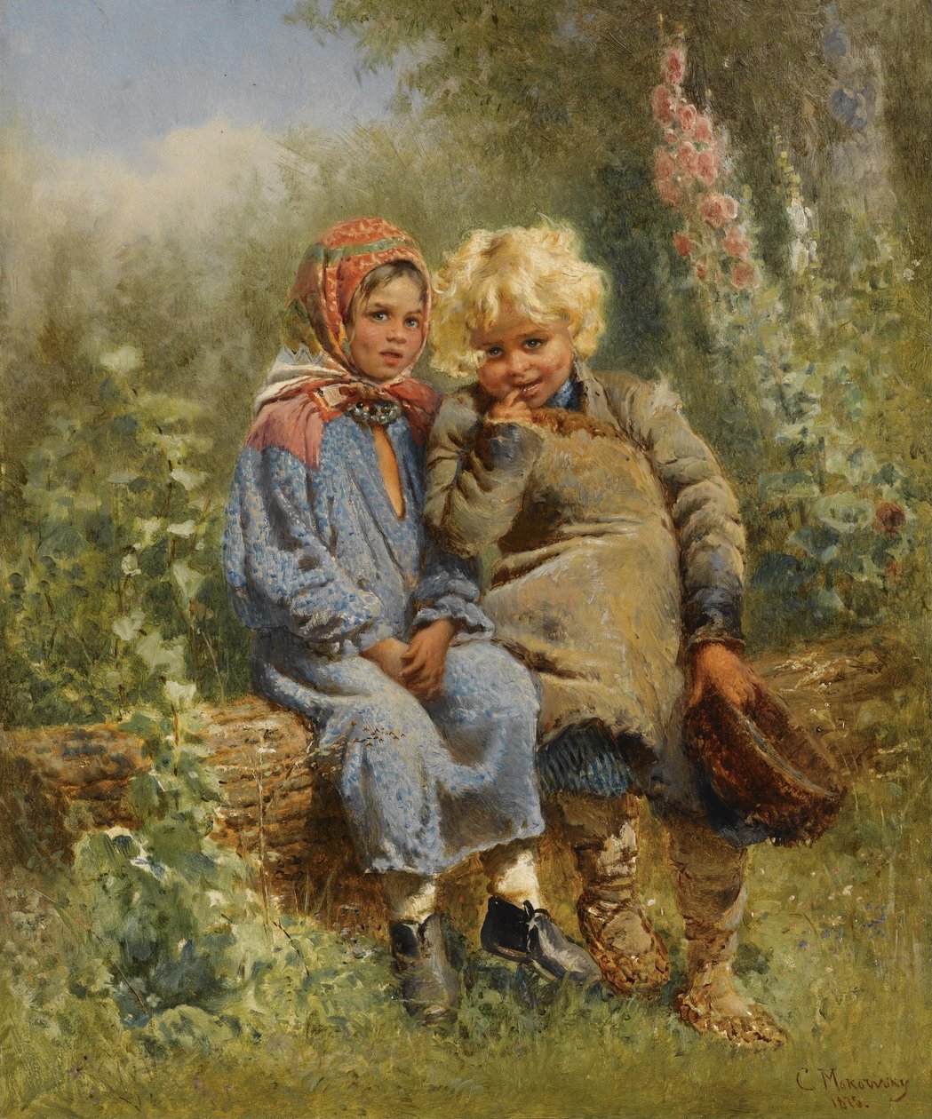 Russo: "Crianças camponesas em repouso" Crianças camponesas em repouso de Konstantin Makovsky