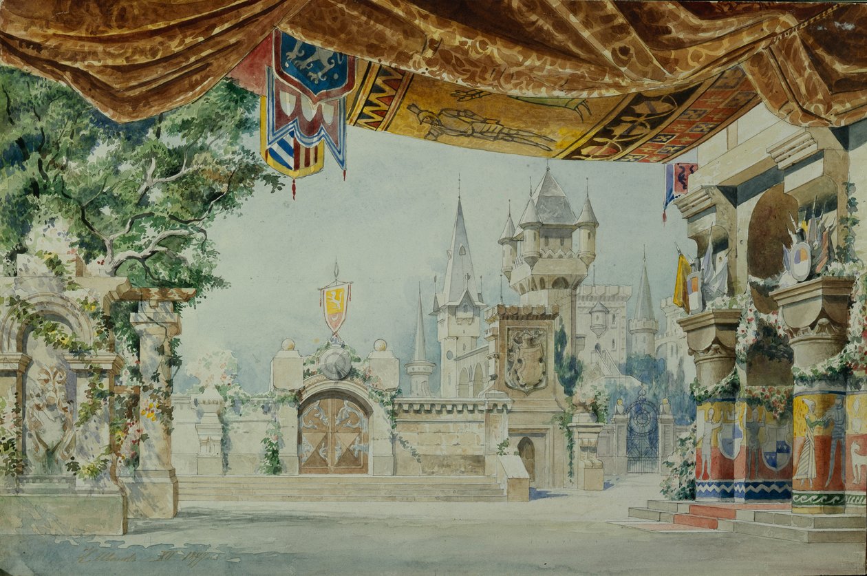 Cenário para o balé Raimonda de A. Glazunov, 1899 de Konstantin Matveevich Ivanov