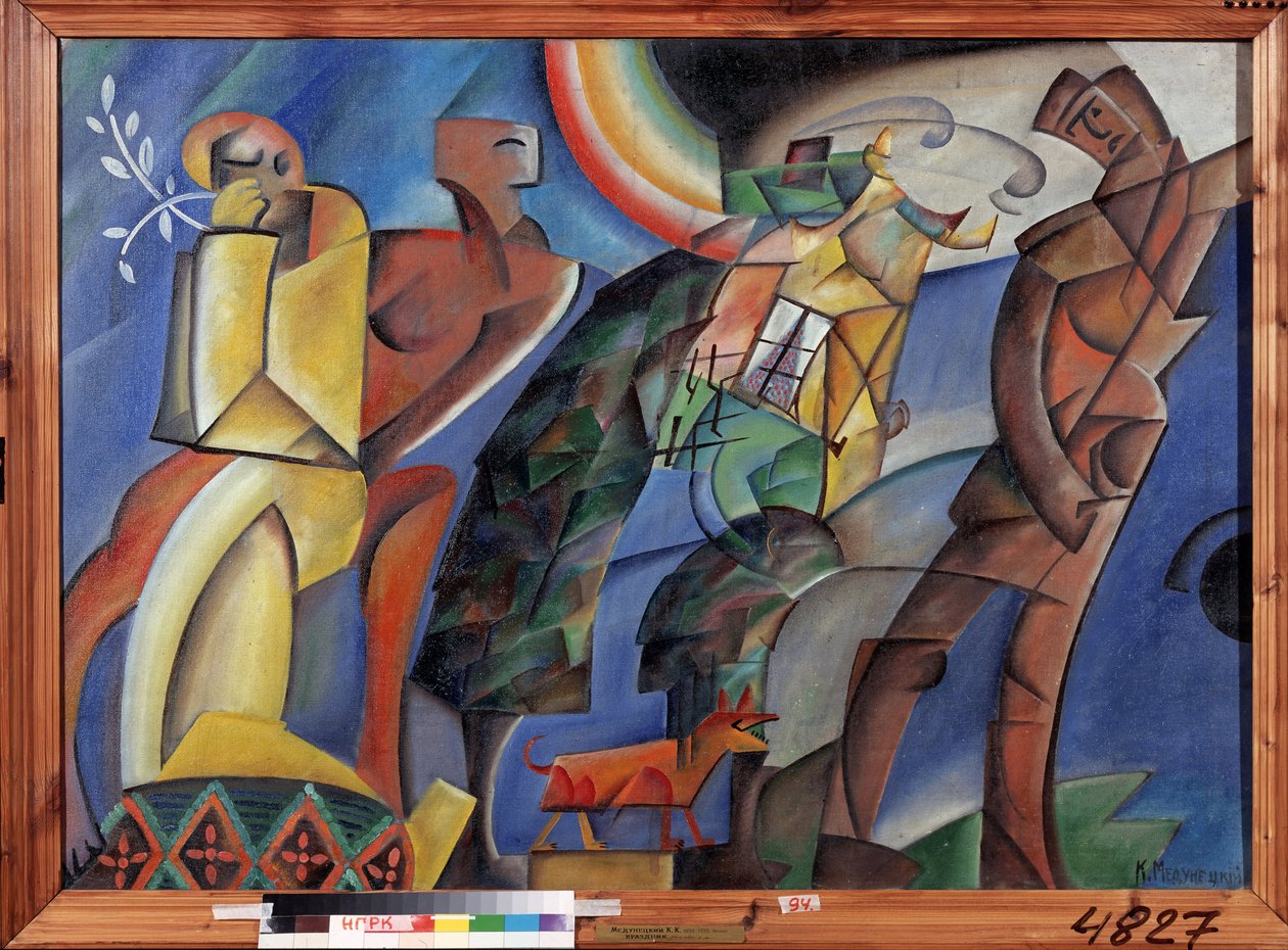 Feriado de férias). Pintura de Konstantin Konstatinovich Medunetsky (Medunetsky, Medunetsky) (1899-1935), óleo sobre tela, cerca de 1920. Arte russa, vanguarda do século XX. Galeria Nacional de Arte da República de Komi, Siktivkar (Rússia) de Konstantin Medunetsky