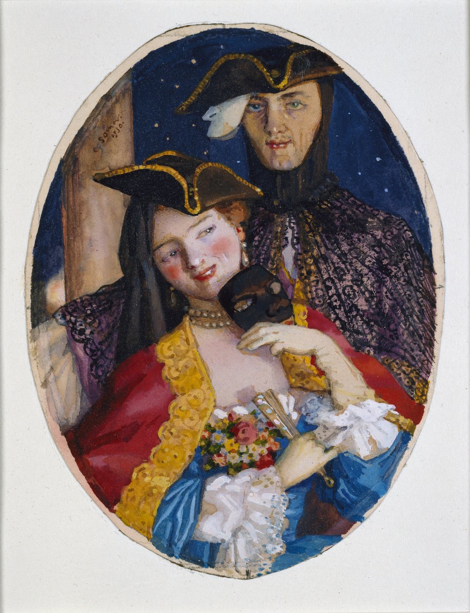 Casal vestido para um Carnaval veneziano, 1930 de Konstantin Somov