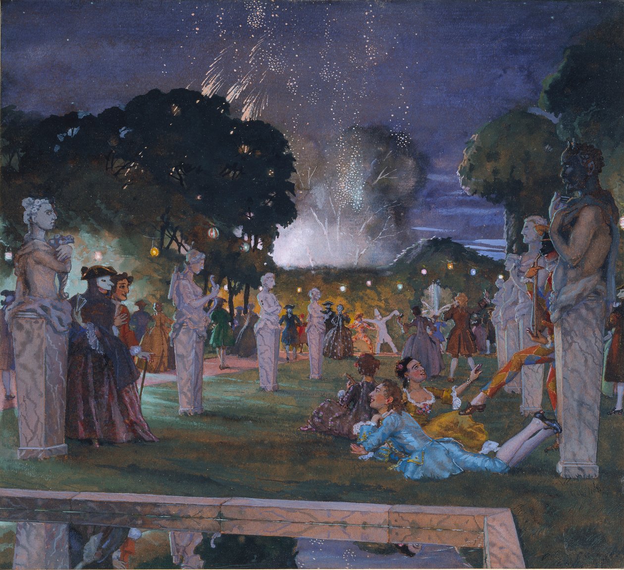 Celebrações nos arredores de Veneza, 1930 de Konstantin Somov