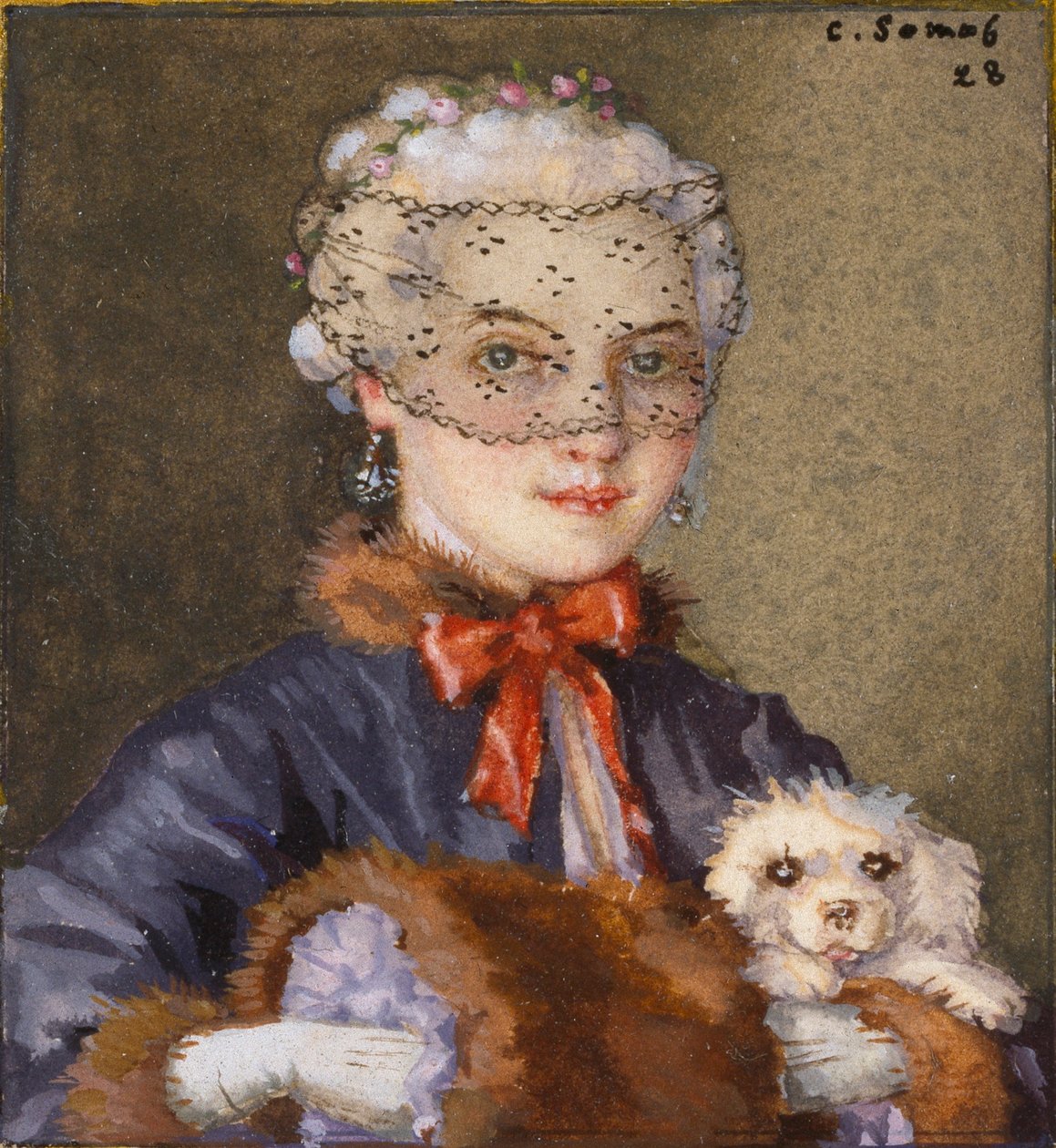 Senhora com um Cão, 1928 de Konstantin Somov