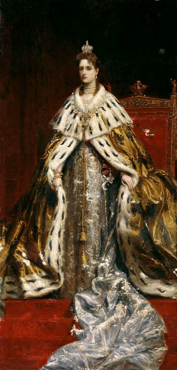 Retrato da imperatriz Alexandra Fyodorovna da Rússia 1872-1918, esposa do czar Nicolau II, década de 1890. de Konstantin Yegorovich Makovsky