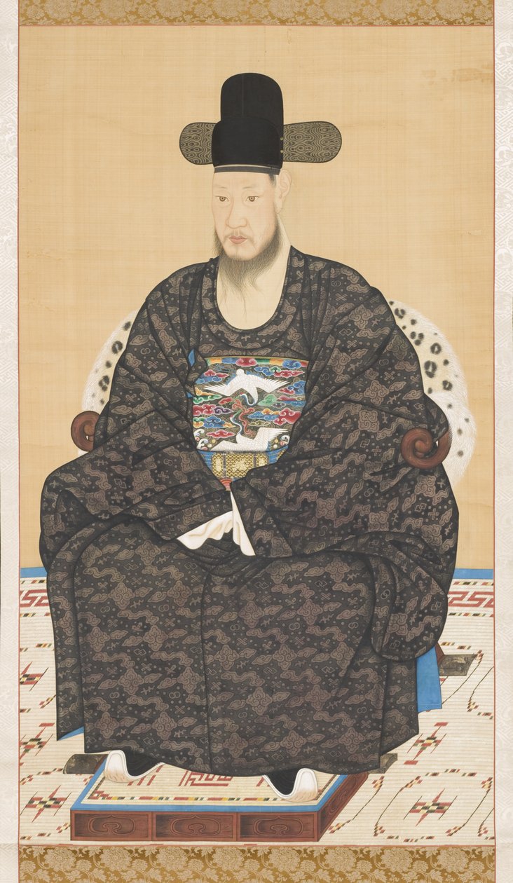 Retrato de Robe oficial-acadêmico, do século XIX (rolo de papel, tinta e cor de seda) de Korean School