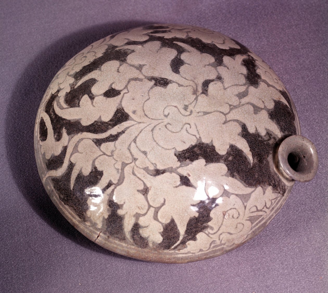 Art coreen: garrafa (ou garrafa) de vinho de porcelana. Período Koryo de Korean School
