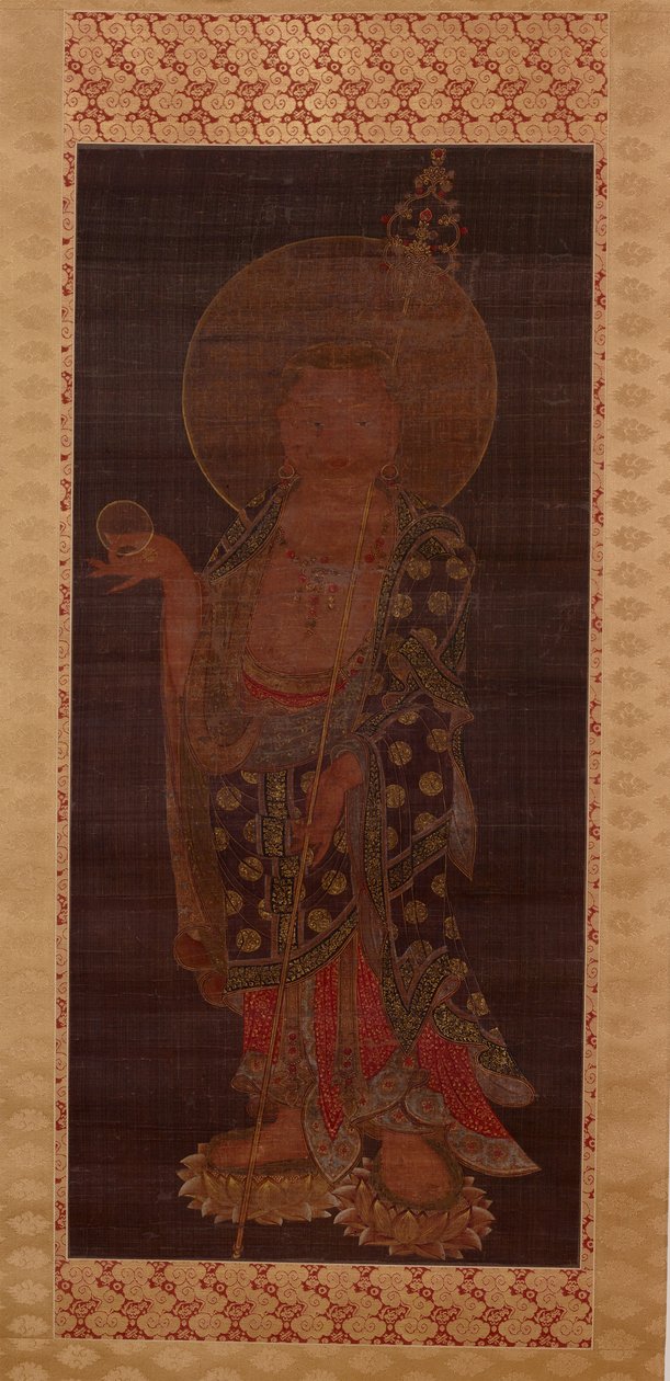 Bodhisattva Kshitigarbha (Jijang bosal), final do século XIII ou início do século XIV (tinta, cor e ouro em seda) de Korean School