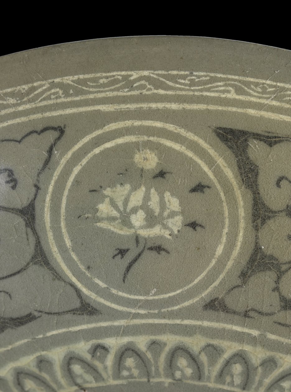 Taça com guindastes e nuvens, c.1150-1200 (grés celadon) de Korean School