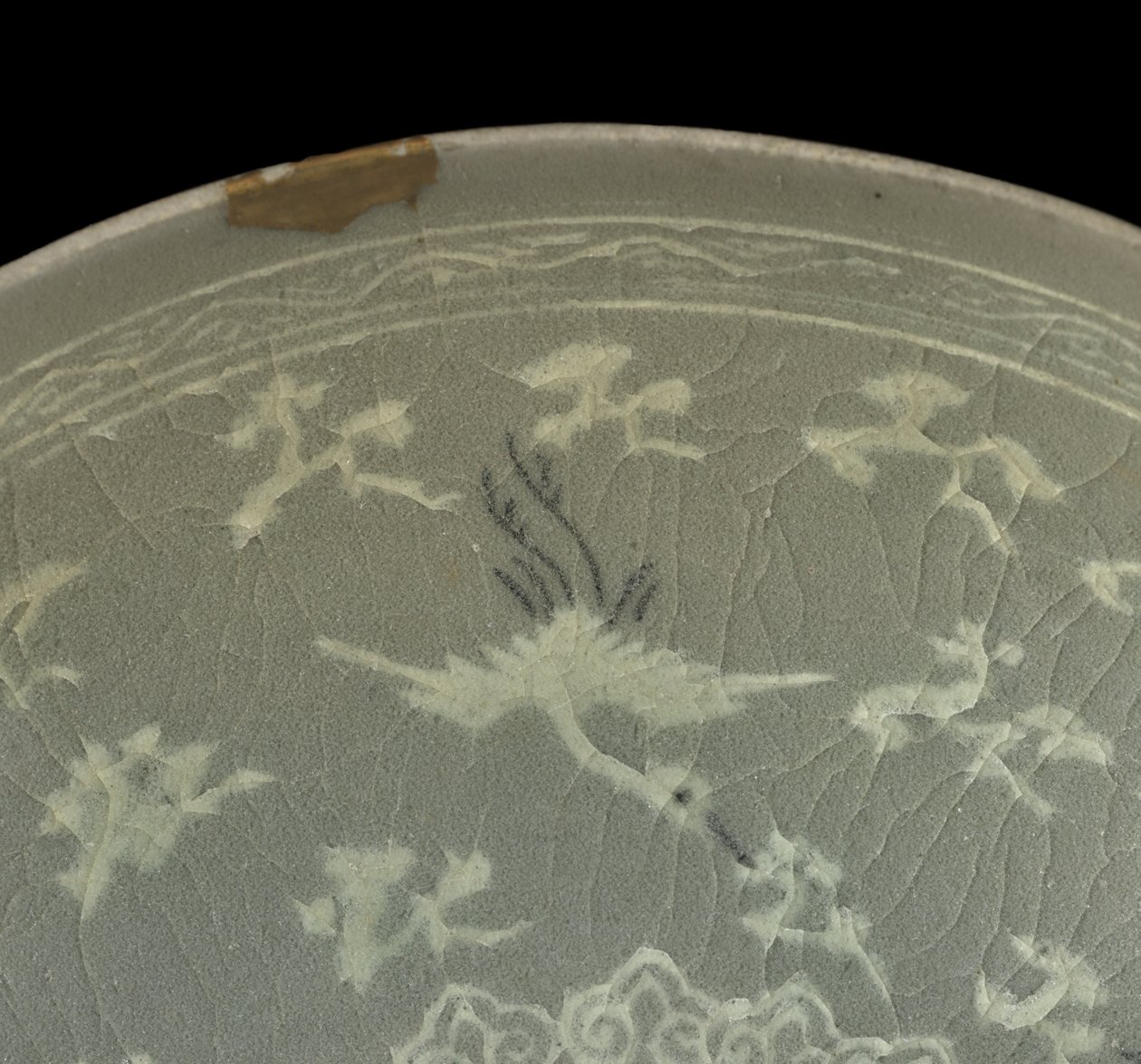 Tigela com guindastes e nuvens, c.1150-1200 (grés esmaltado celadon) de Korean School