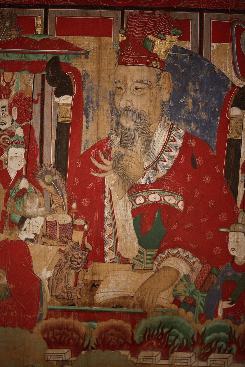 Byeonseong, o sexto rei do inferno (detalhe), 1798 de Korean School
