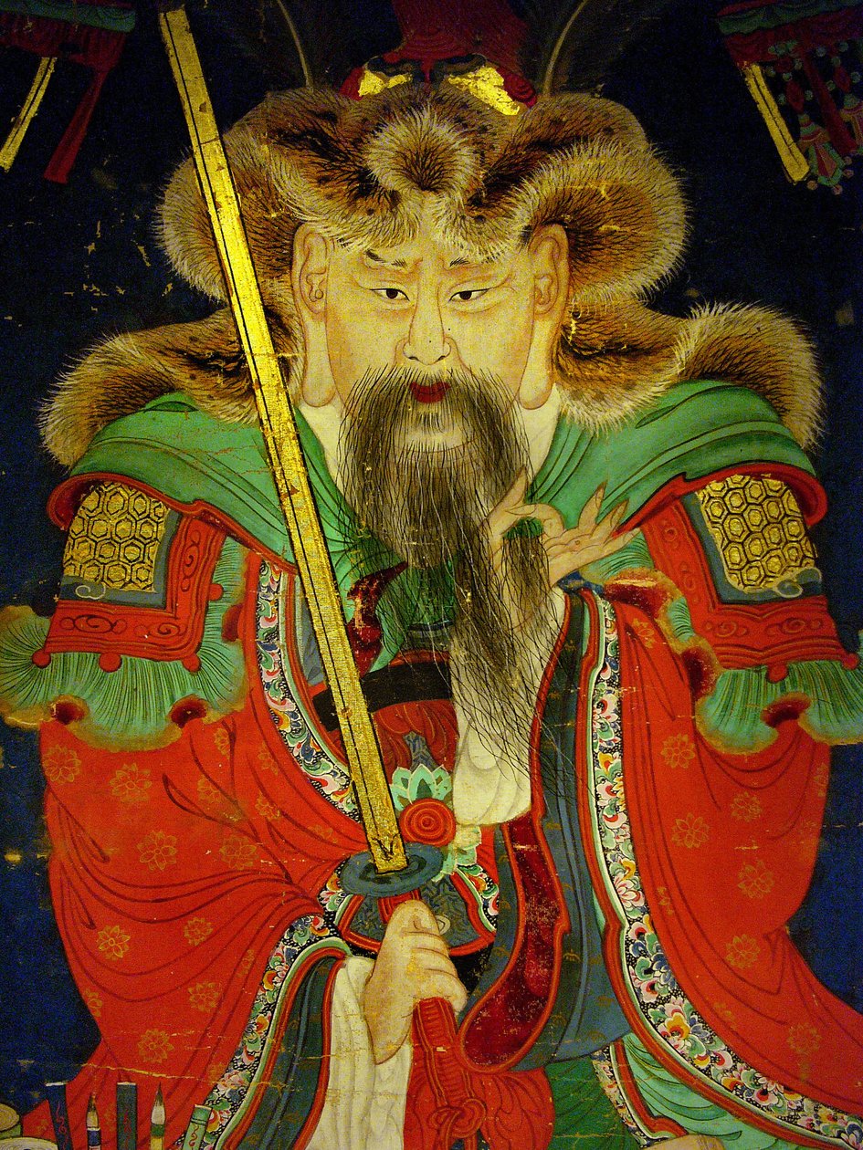 Detalhe, retrato do décimo rei (Yeonsangun de Korean School