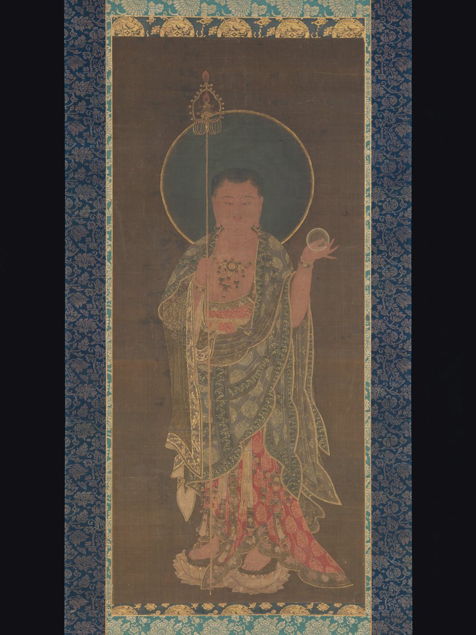 Pergaminho de suspensão de Kshitigarbha, 1300-50 de Korean School