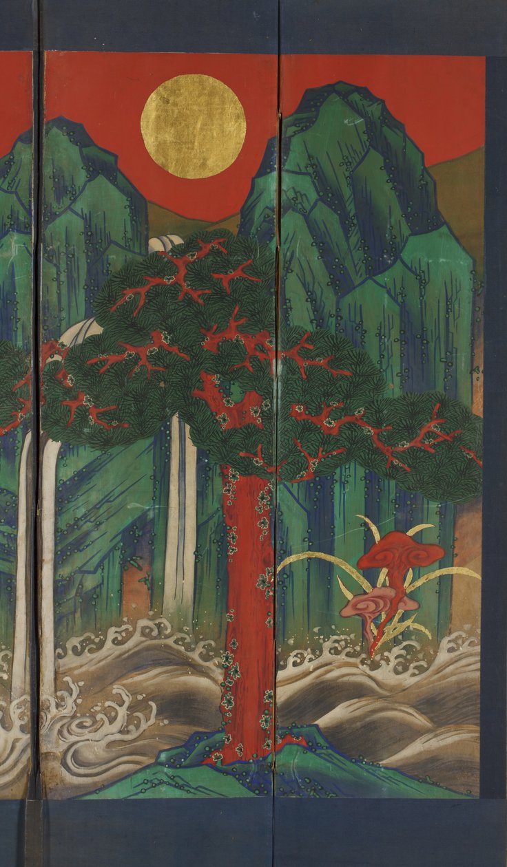 Paisagem (tempera e folha de ouro no painel) de Korean School