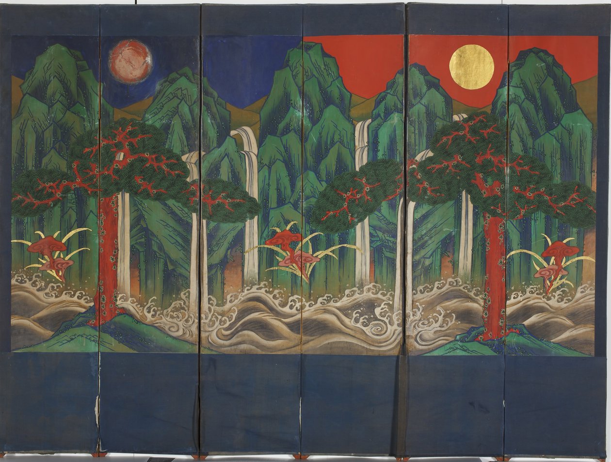 Paisagem (tempera e folha de ouro no painel) de Korean School
