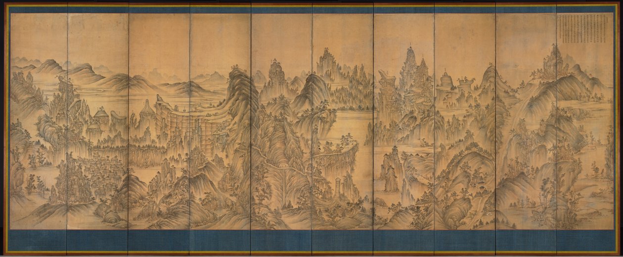 Seven Jeweled Mountain, Shunman, final de 1800 (tinta e cor na seda) de Korean School
