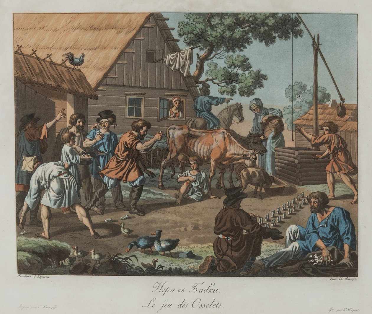 Meninos jogando Knucklebones Babki, ca 1812 de Korneev