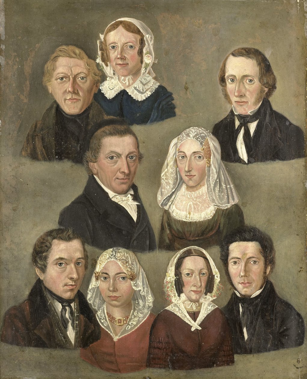 Retrato dos pais do artista, Douwe Martens Teenstra e Barber Hindriks Siccama com membros da família de Kornelis Douwes Teenstra