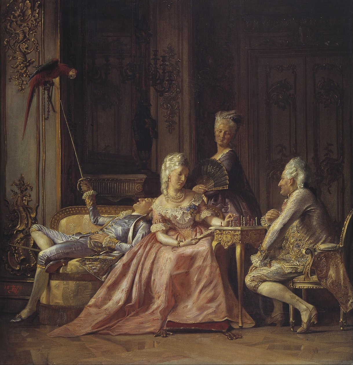 Cena da corte de Christian VII da Dinamarca de Kristian Zahrtmann