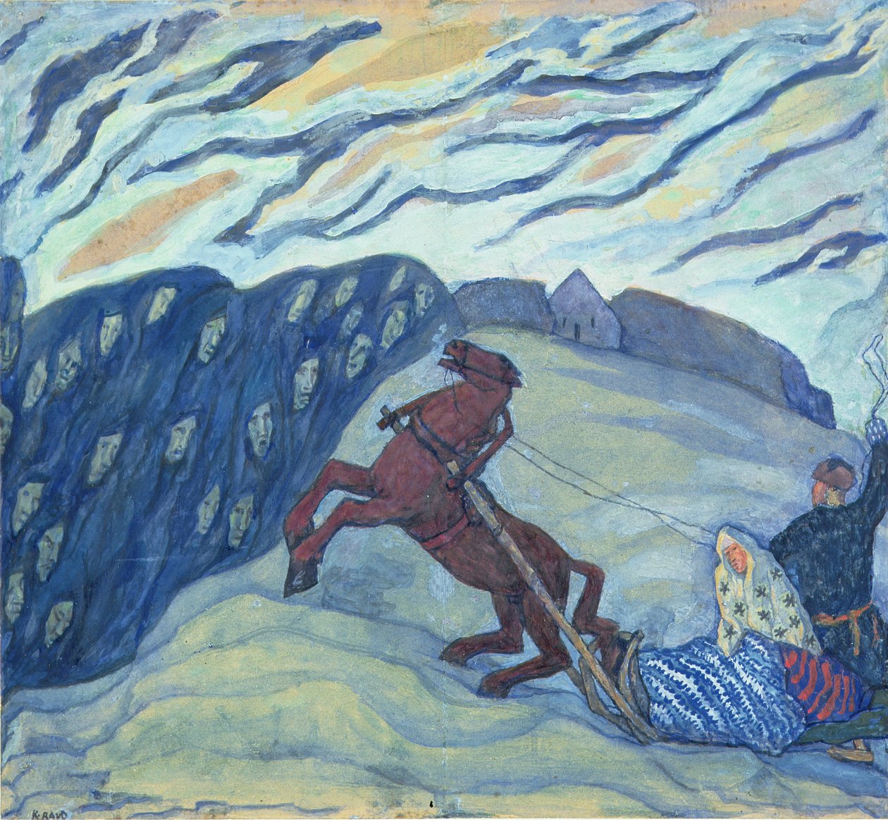 Return Homewards, 1920 (têmpera sobre tela) de Kristjan Raud