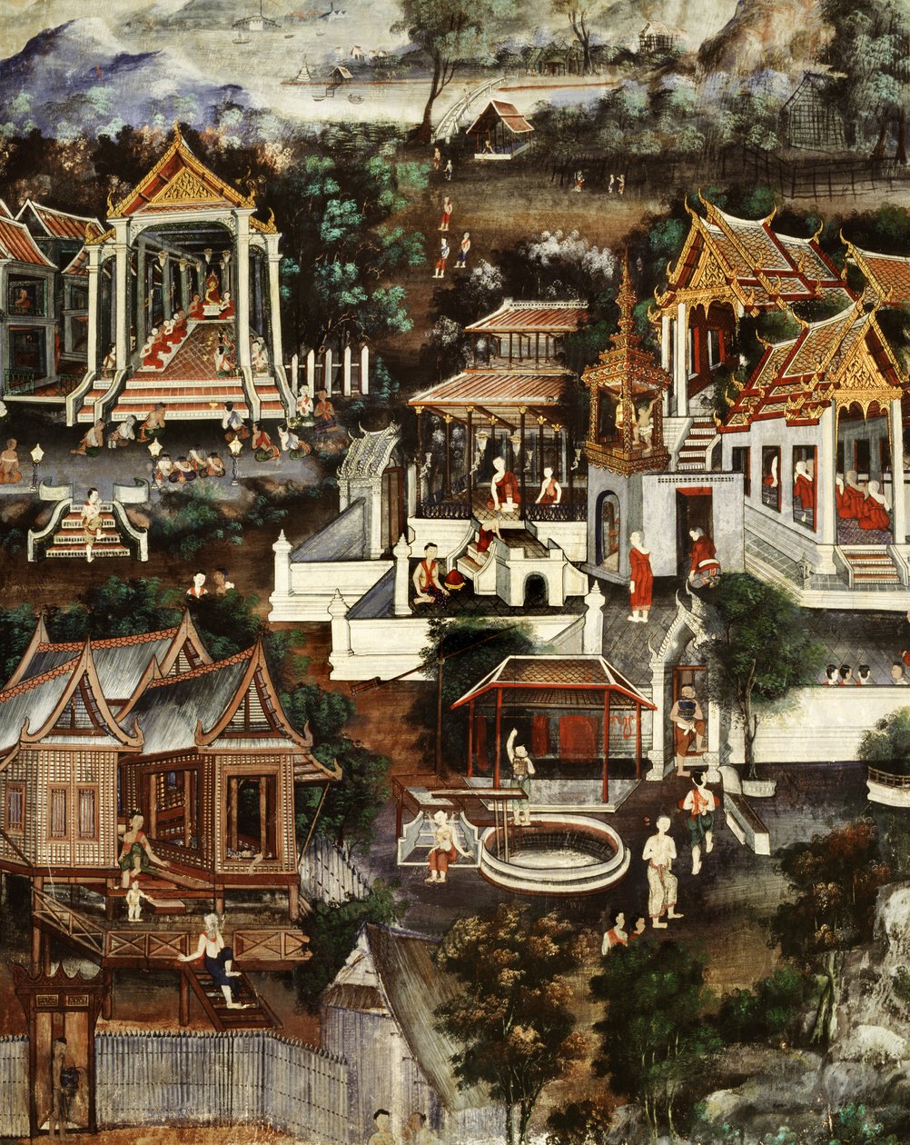 Vida monástica (pintura de parede) de Krua Inkhong