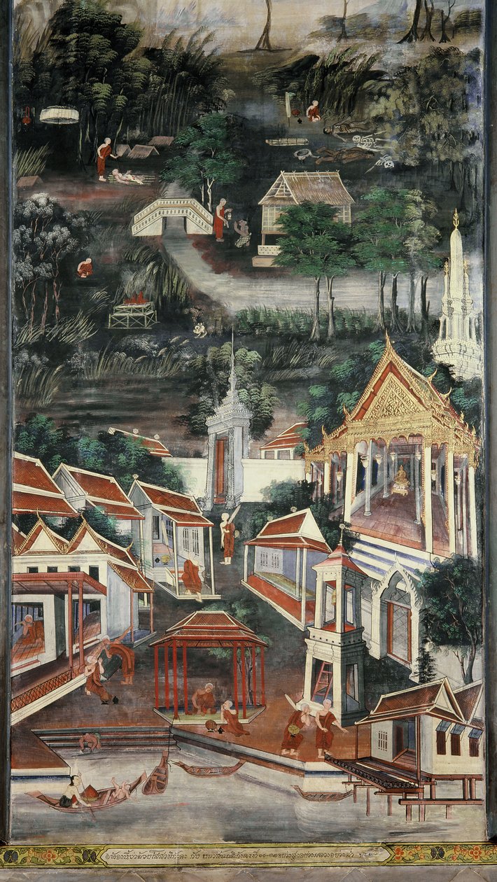 Vida monástica (pintura de parede) de Krua Inkhong