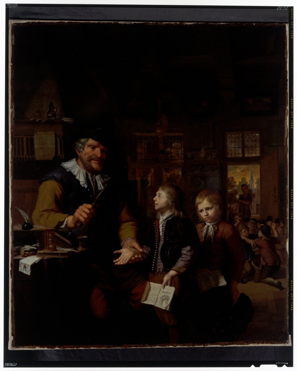 Um diretor de escola a castigar dois rapazes de Krzyztof (1659 1729) Lubieniecki