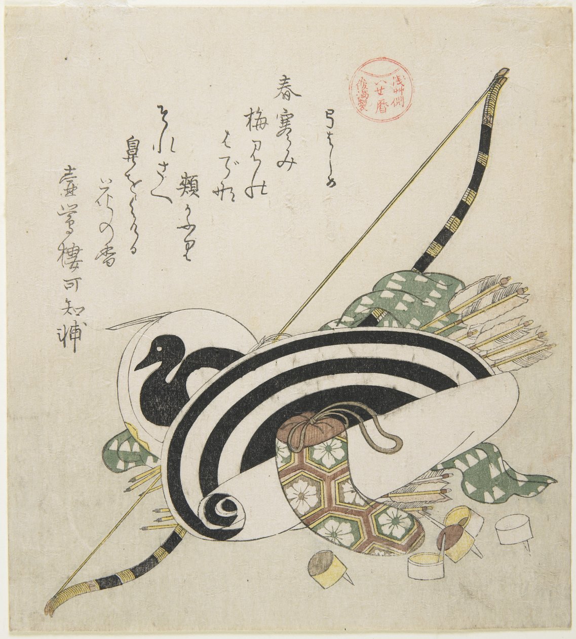 Puxando um arco, c. 1815 de Kubo Shunman