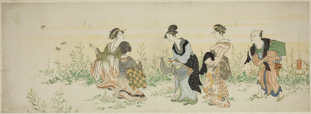 Colhendo flores da primavera de Kubo Shunman