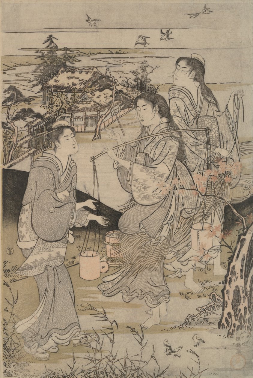 K?ya na província de Ki-I e Noda na província de Mutsu de Six Jewel Rivers de Kubo Shunman