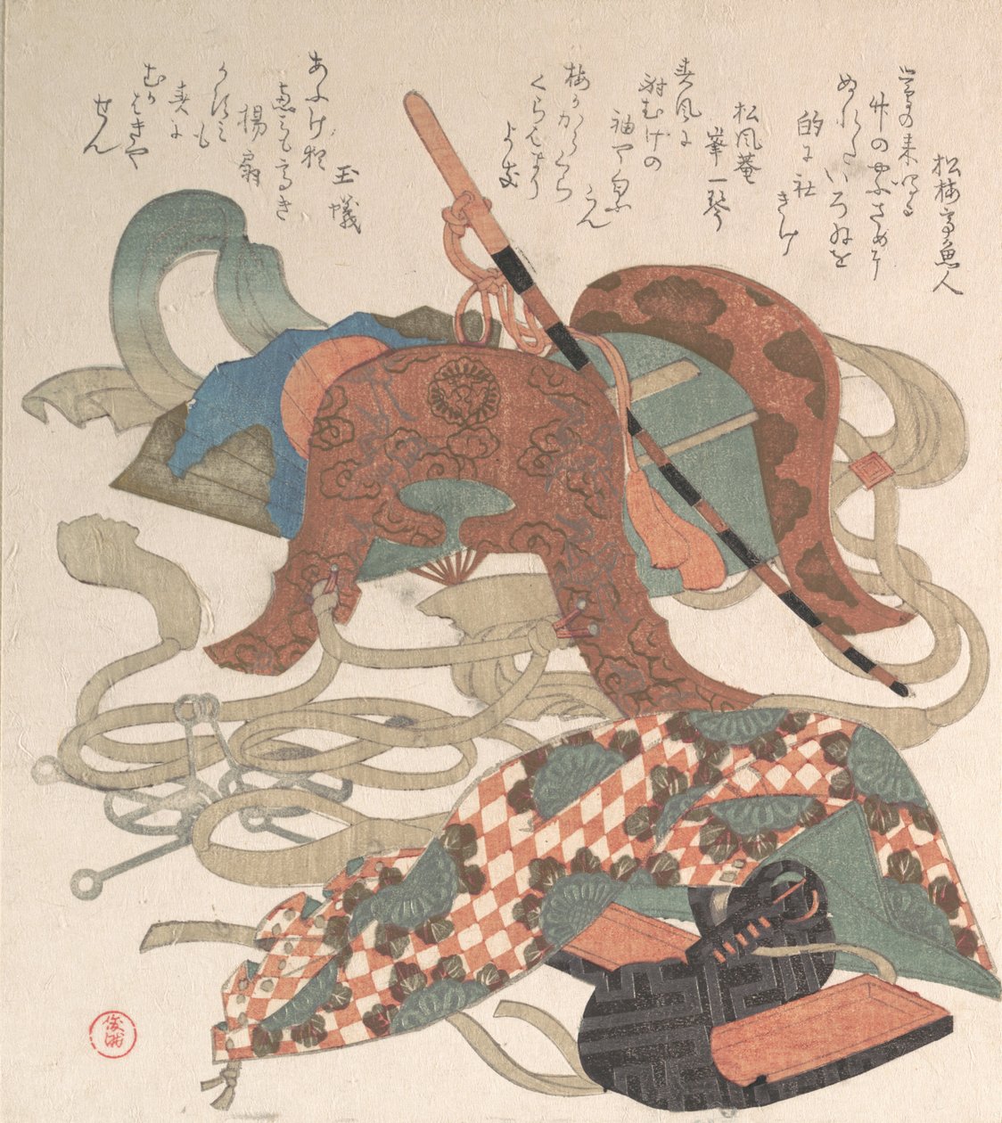 Sela e outras peças de arnês, provavelmente 1810. de Kubo Shunman
