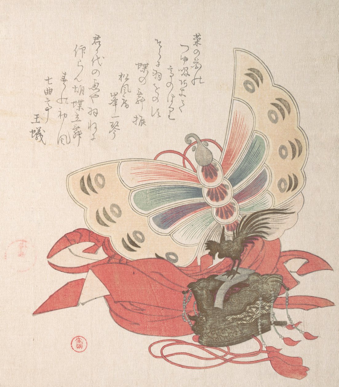 Colecção Spring Rain Harusame shu, vol. 2: Traje para a Dança das Borboletas Kocho no ..., 1810s. de Kubo Shunman