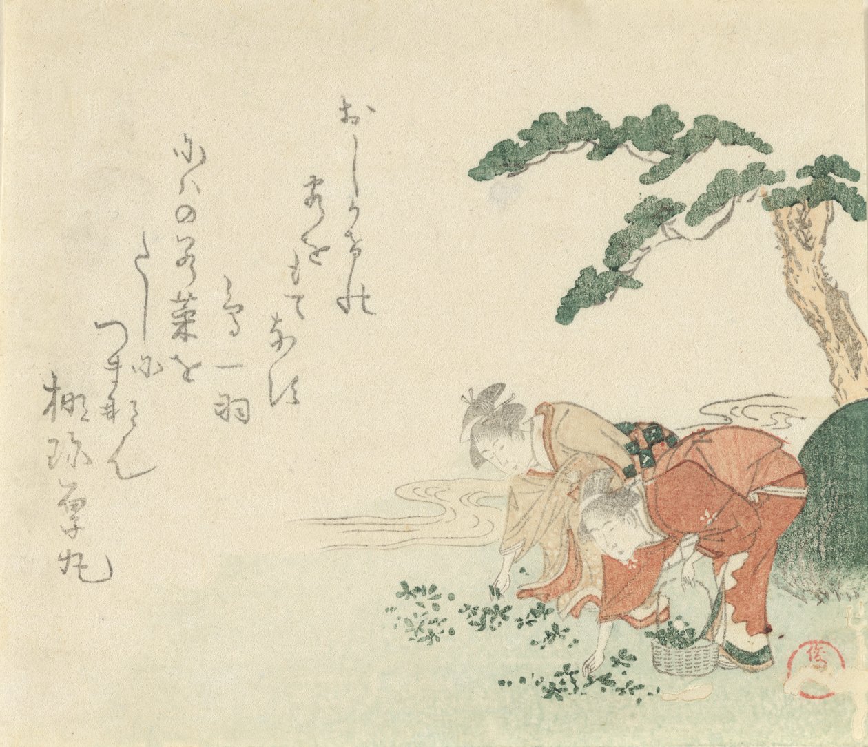 Duas raparigas coleccionam ervas de Ano Novo, 1797. de Kubo Shunman