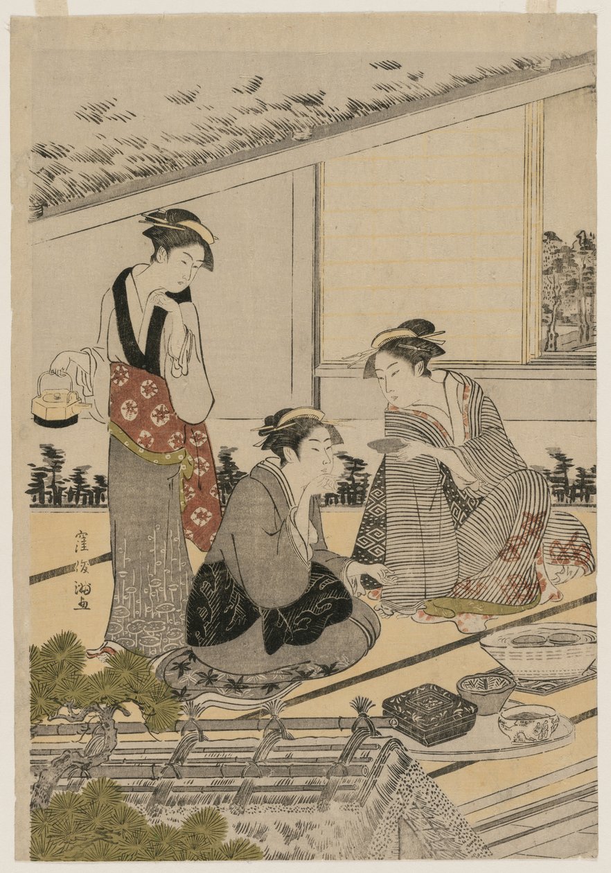 Mulheres em uma casa de chá de Kubo Shunman