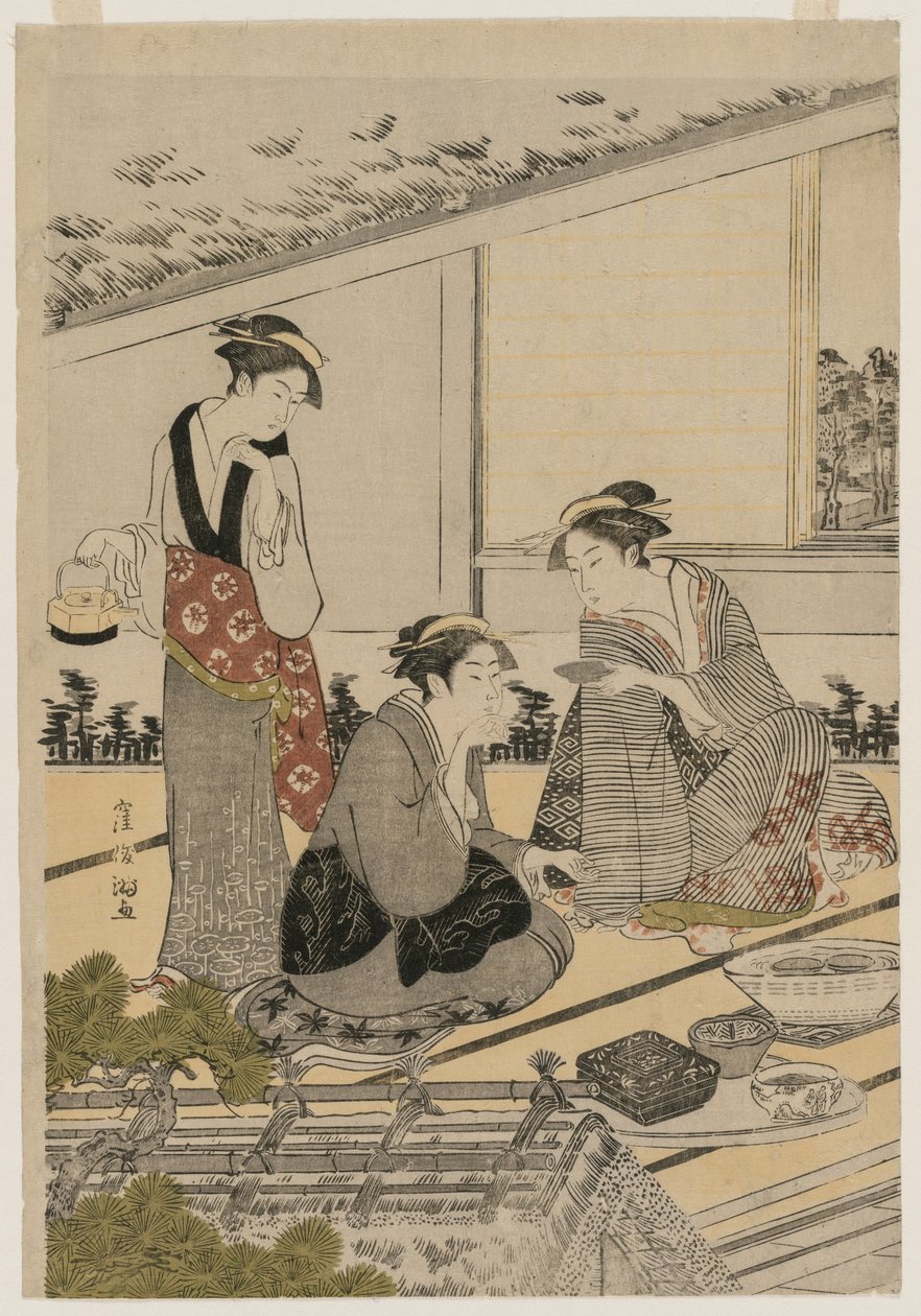 Mulheres em uma casa de chá, final dos anos 1780. de Kubo Shunman