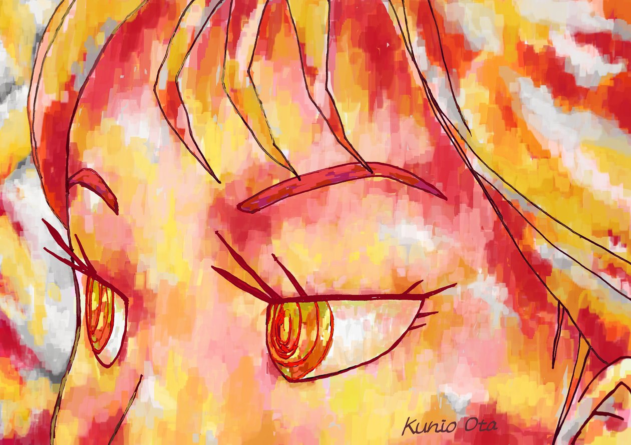 Uma mulher ao sol tipo 1 , 2023 (pintura digital) de Kunio Ota