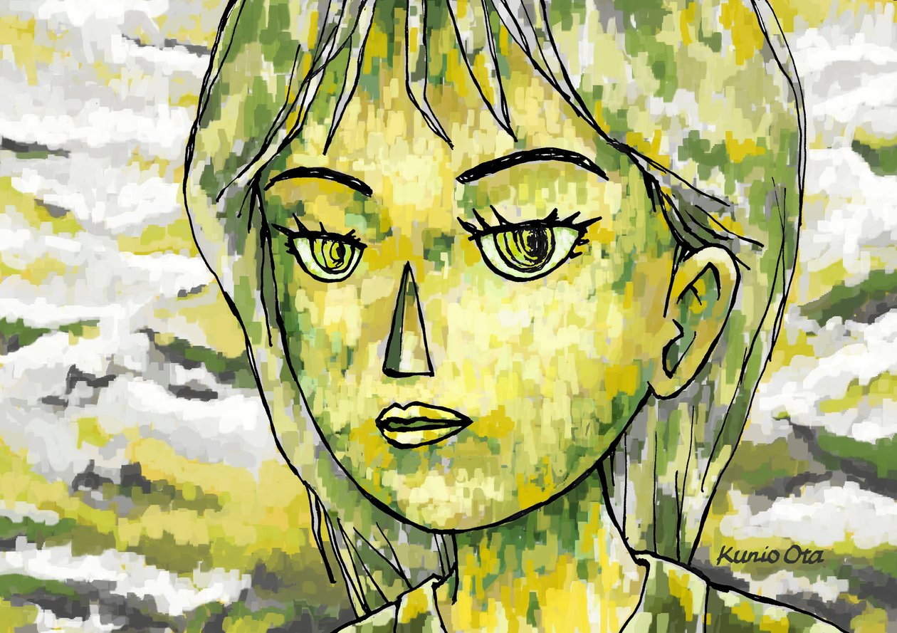 Uma mulher ao sol tipo 2 , 2023 (pintura digital) de Kunio Ota