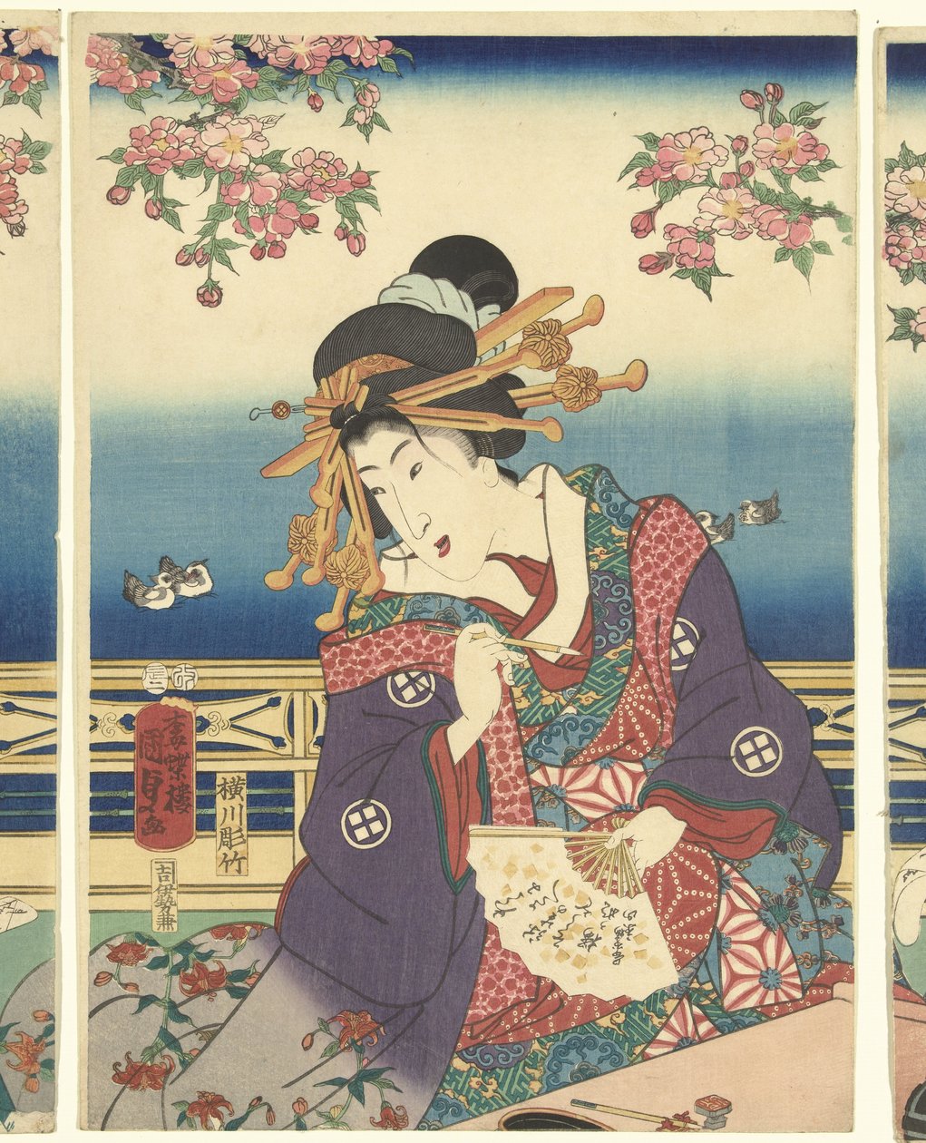 Prosperidade nas montanhas ao longo do rio Sumida de Kunisada (II) , Utagawa