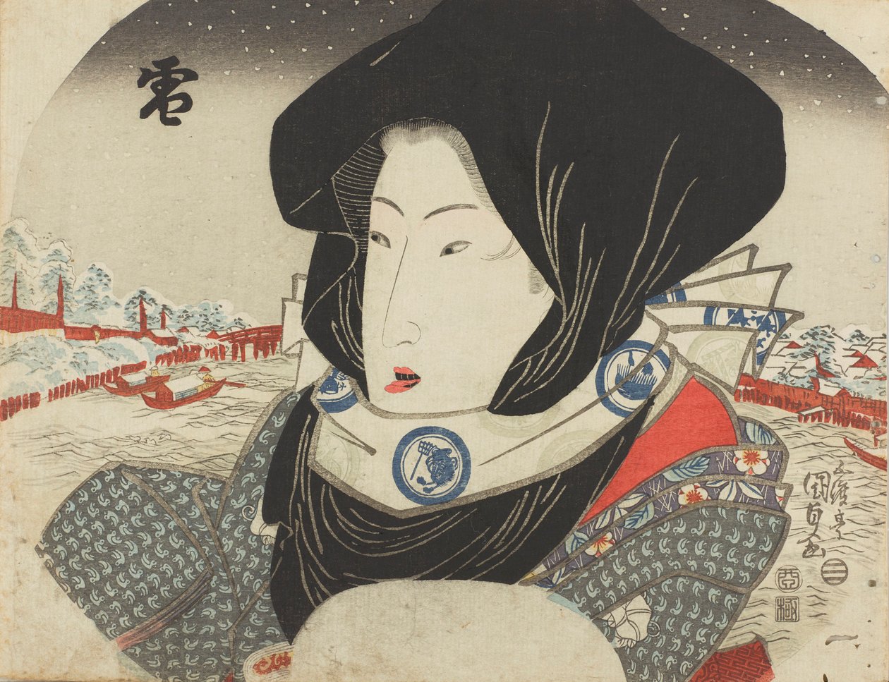 Neve, da Série Neve, Lua e Flores. de Kunisada